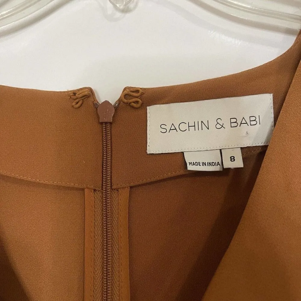 SACHIN + BABI Long Sleeve Amina Satin Tie Dress Burnt orange size US US 8 $550 - Image 6