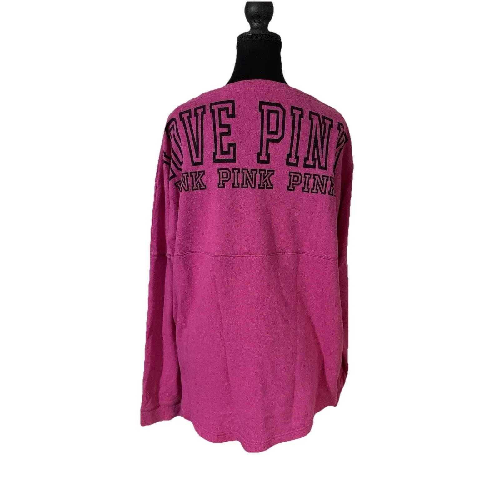 PINK Victoria's Secret Spirit Jersey Oversized YTK Sweatshirt Fuchsia Women Sz L Size L - Image 4