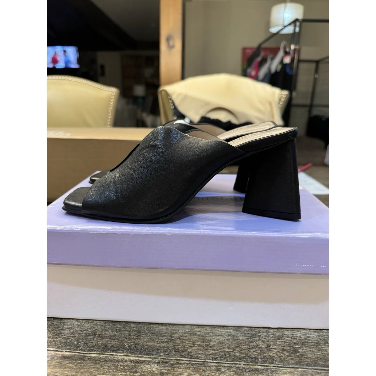 Eric Michael Women's Crosby Heeled Sandal Size 39 US 8.5-9 Black Open Toe - Image 4