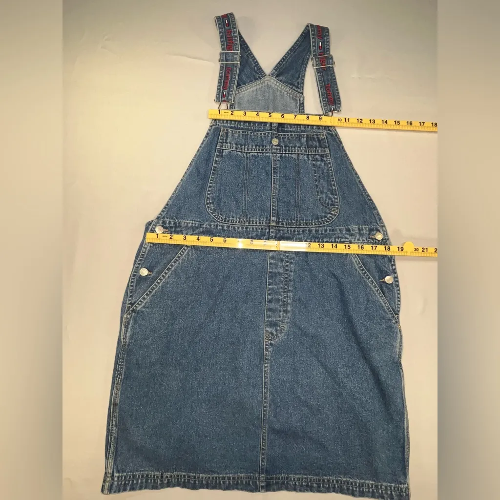 Tommy Hilfiger  Vintage Jean Jumper Denim Dress  Logo Spellout Straps Carpenter - Image 9