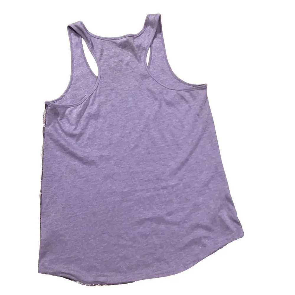 SEQUIN Fossil gold purple silver all-over sequin tank Small y2k vintage retro f… - Image 2
