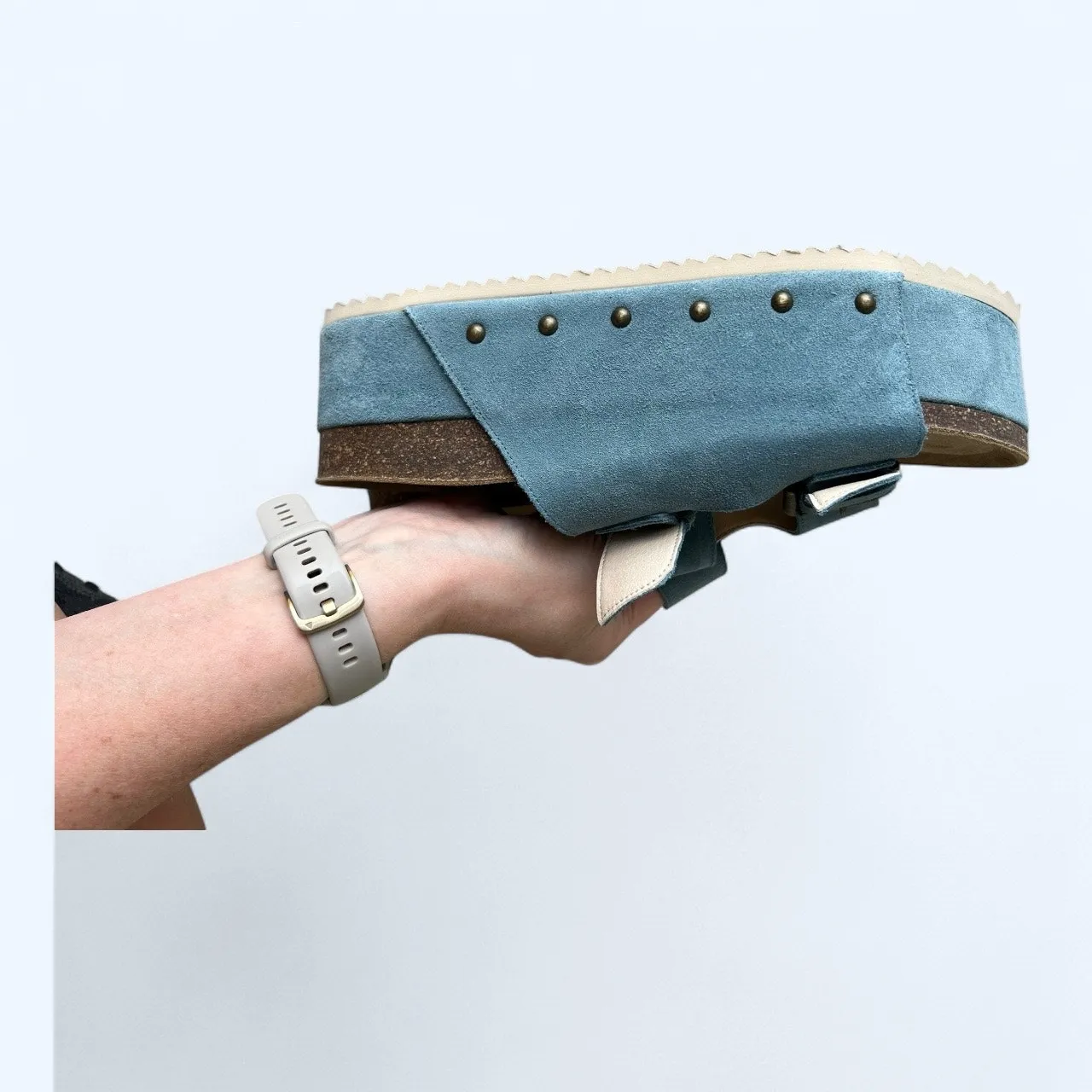 Intentionally Blank Free People Rule Breaker Flatform Sandals Blue Suede sz 41 - Image 6