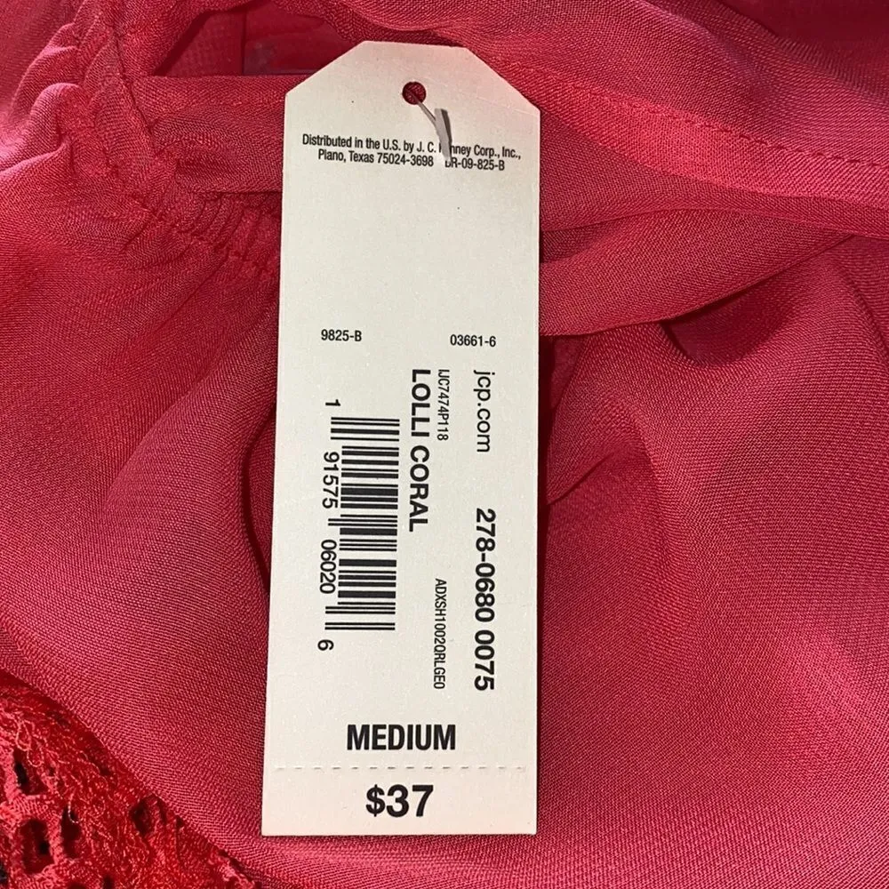 ✨ Arizona Jeans Pink Sheer👙 Cover Up Lace Trim✨ - Image 7