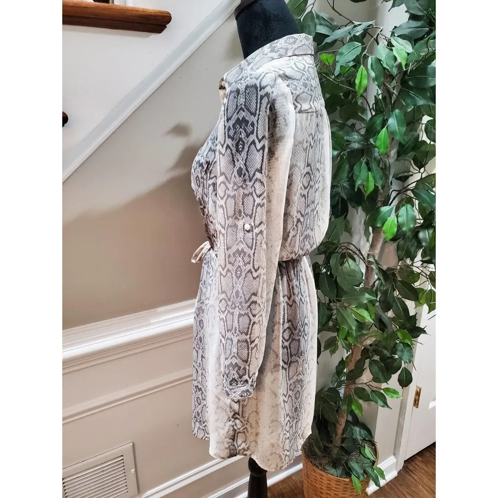 Old Navy Women's Snake Skin Print Button Front Drawstring Waist Shirt Dress XS - Image 7