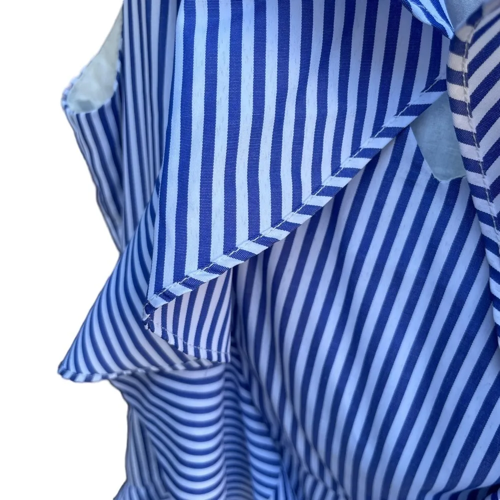 Tea & Cup  Blue White Stripe Ruffle Mini Dress - Image 3