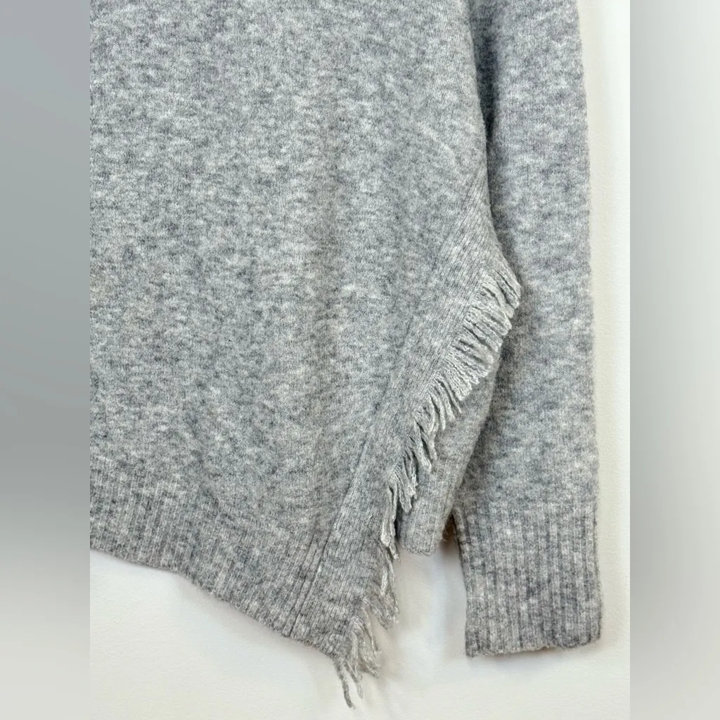 3.1 PHILLIP LIM Fringe Overlap Turtleneck Sweater Heather Gray Alpaca L - Image 3