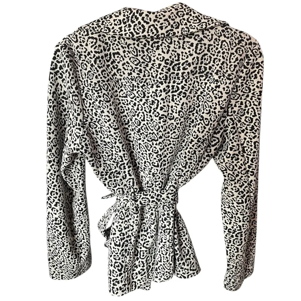 Susan Bristol Vintage Ivory Black Leopard Print Tie Belt Jacket size Medium - Image 4
