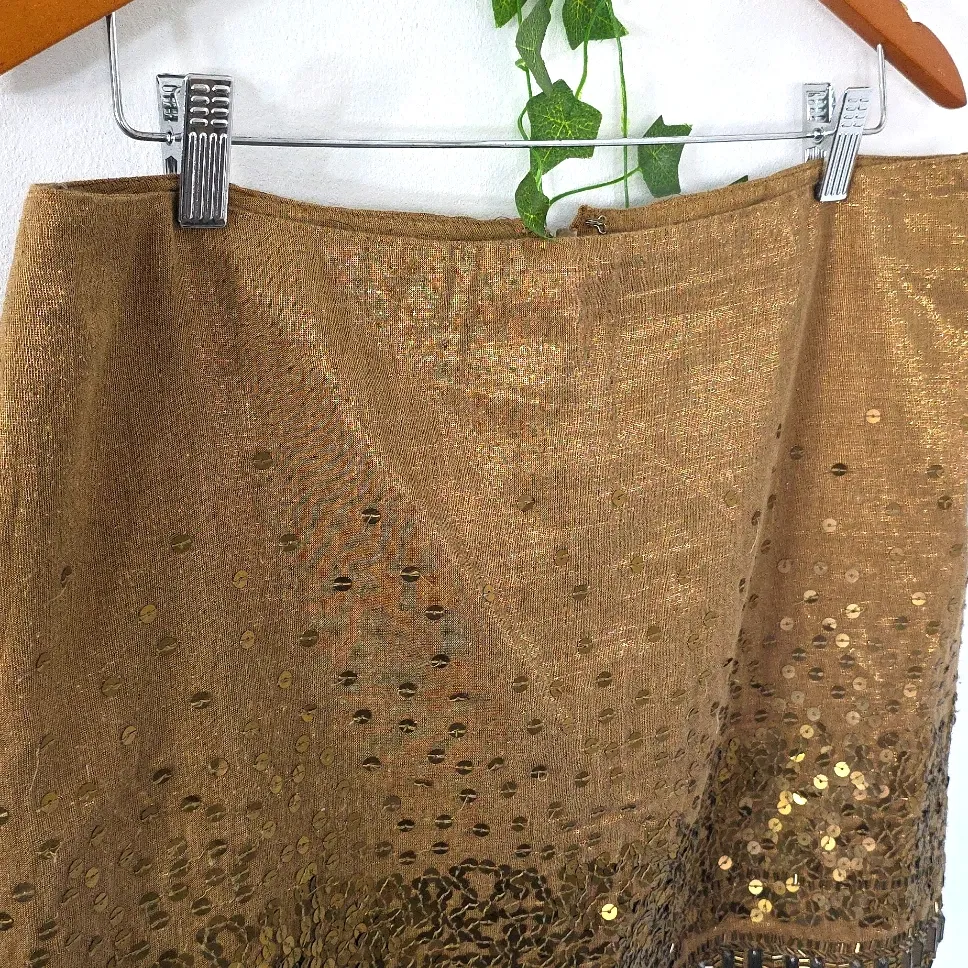 Jennifer Lopez JLo Gold Beaded Sequin Mini Skirt - Image 3
