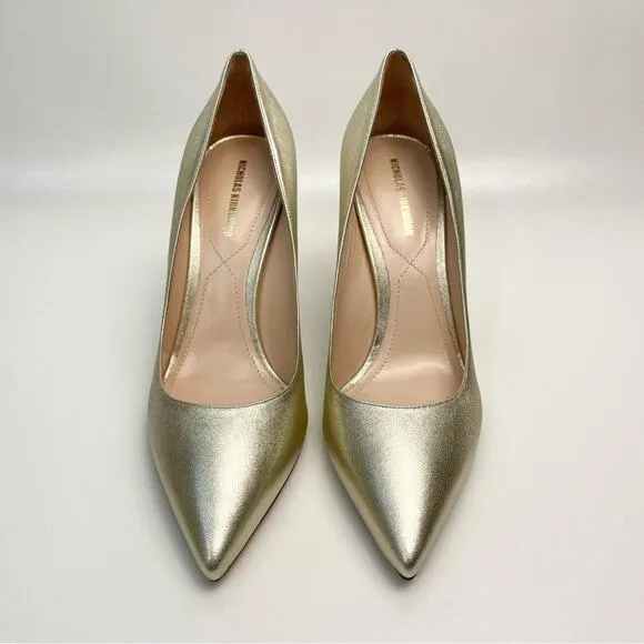 Nicholas Kirkwood Gold Pearl Pumps Size 8 Mira Sexy Metallic Shimmer Glam Baddie - Image 2