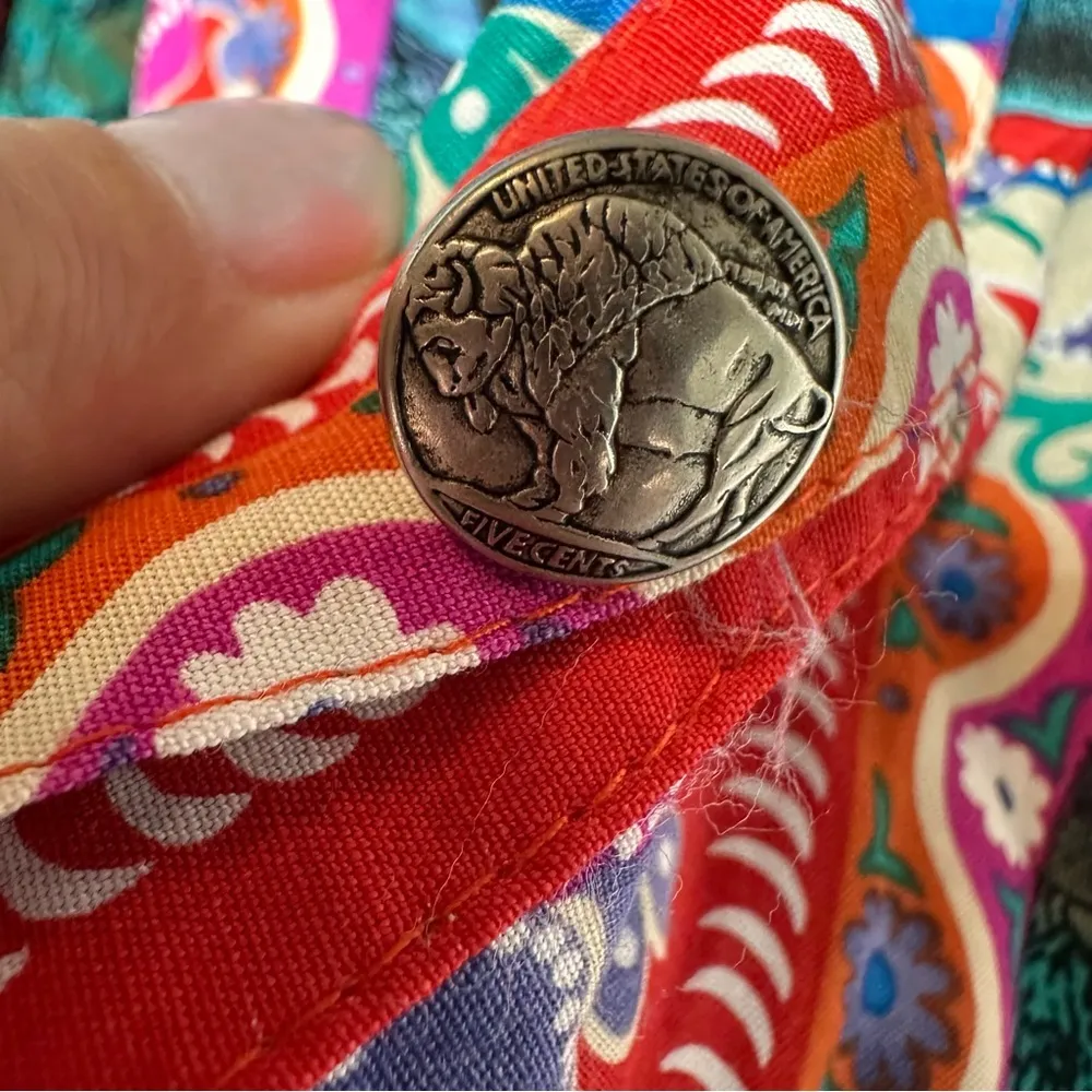 Vintage Skirt Maxi 80s Hippy Boho Gypsy Southwestern Aztec USA Native American Red Size XL - Image 5