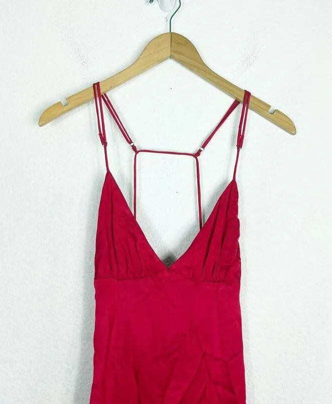 Planet Blue Life Tessa Satin Midi Dress Women’s Small Red Slip Dress Cocktail - Image 4