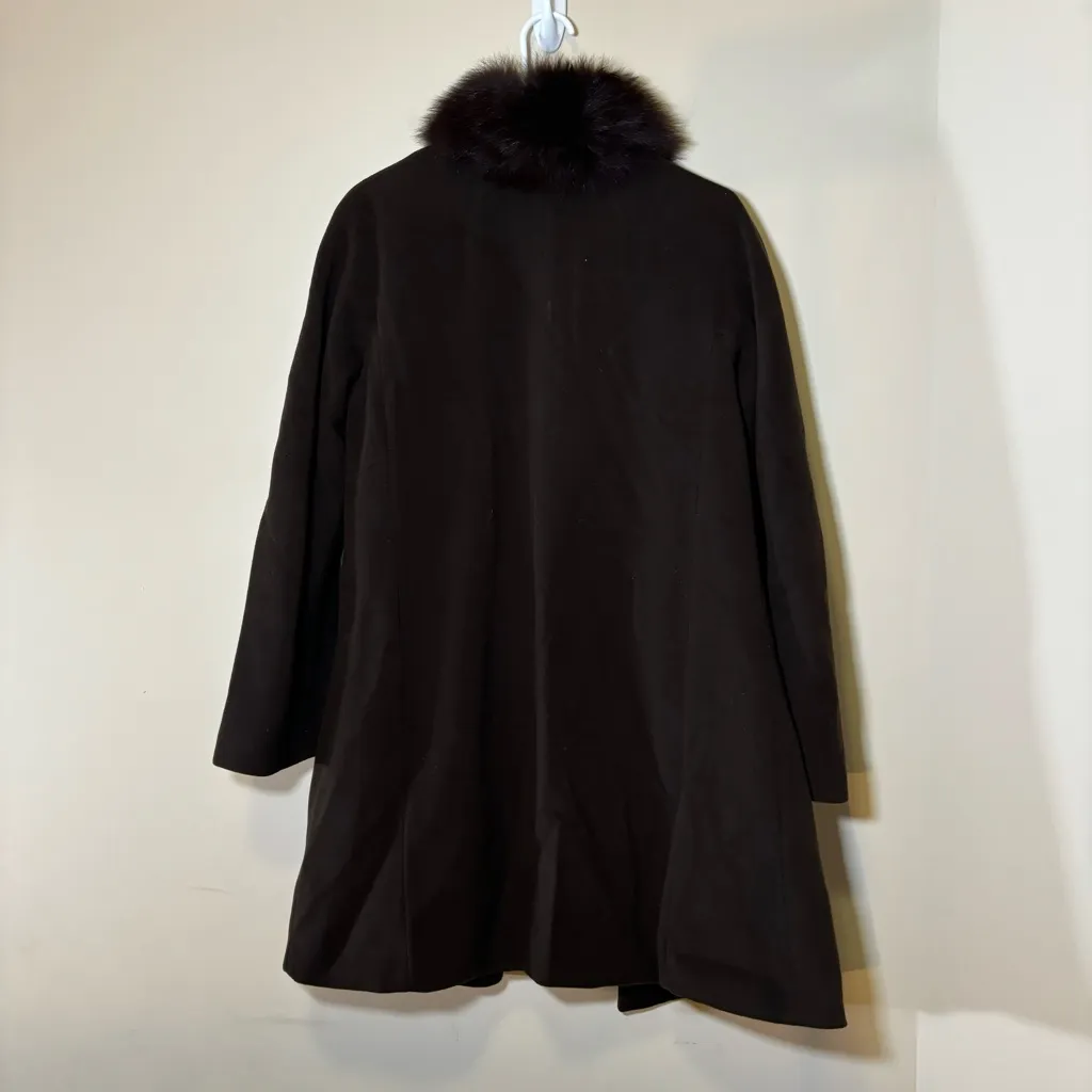 Saga Furs 1 Madison $495 Coat Wool Cashmere Brown‎ Fox Fur Double Breasted 8 Brown - Image 6