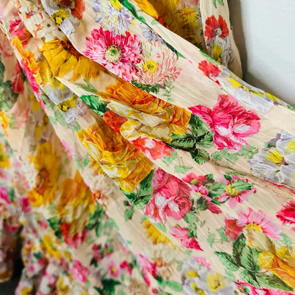 Mac Duggal 9174 Long Formal Multicolored Floral Print Chiffon Gown Dress Size 10 - Image 11