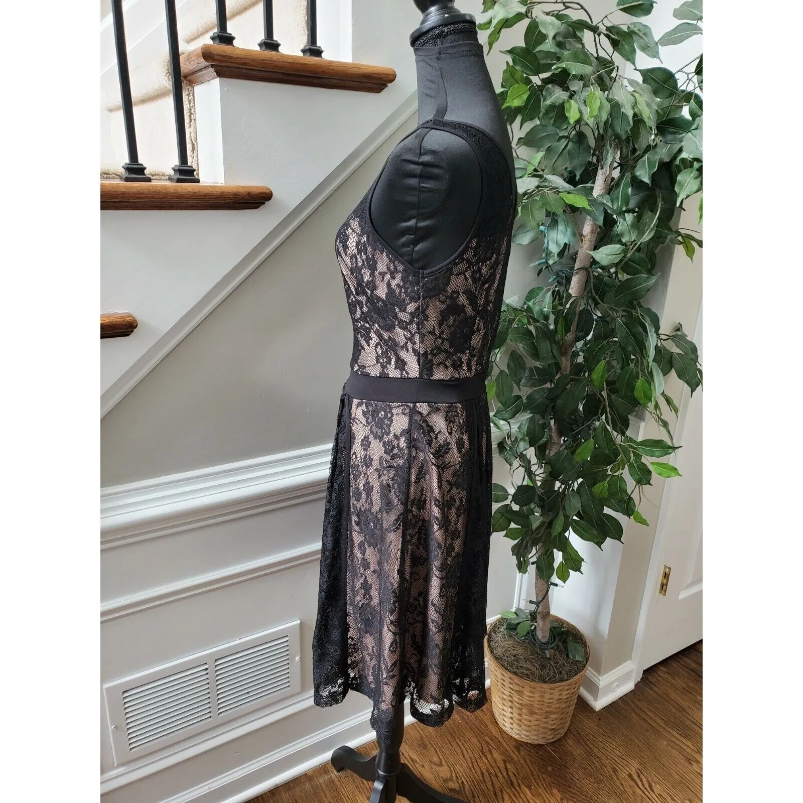 Candalite Women's Black 100% Polyester Sleeveless ScoopNeck Knee Length Dress S - Image 7