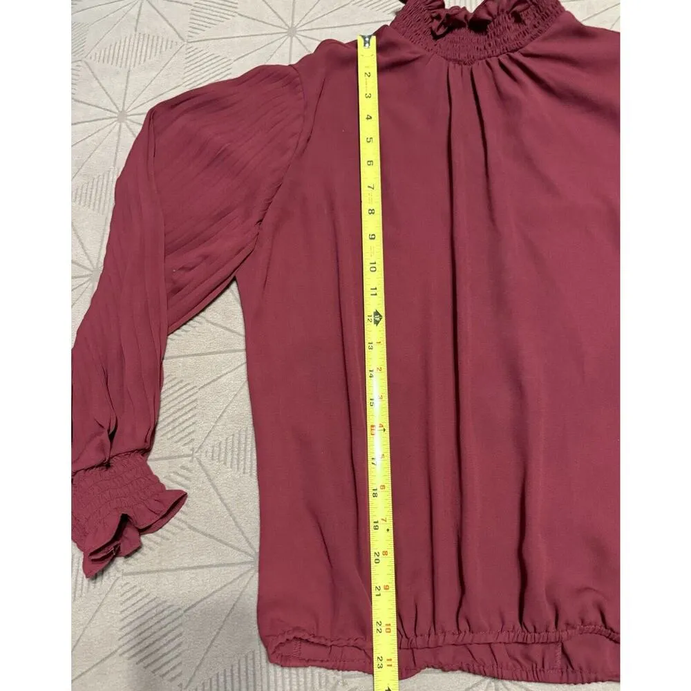 New York & Company Boho Blouse with Flowy Sleeves, Smocking @ Neck - Image 10