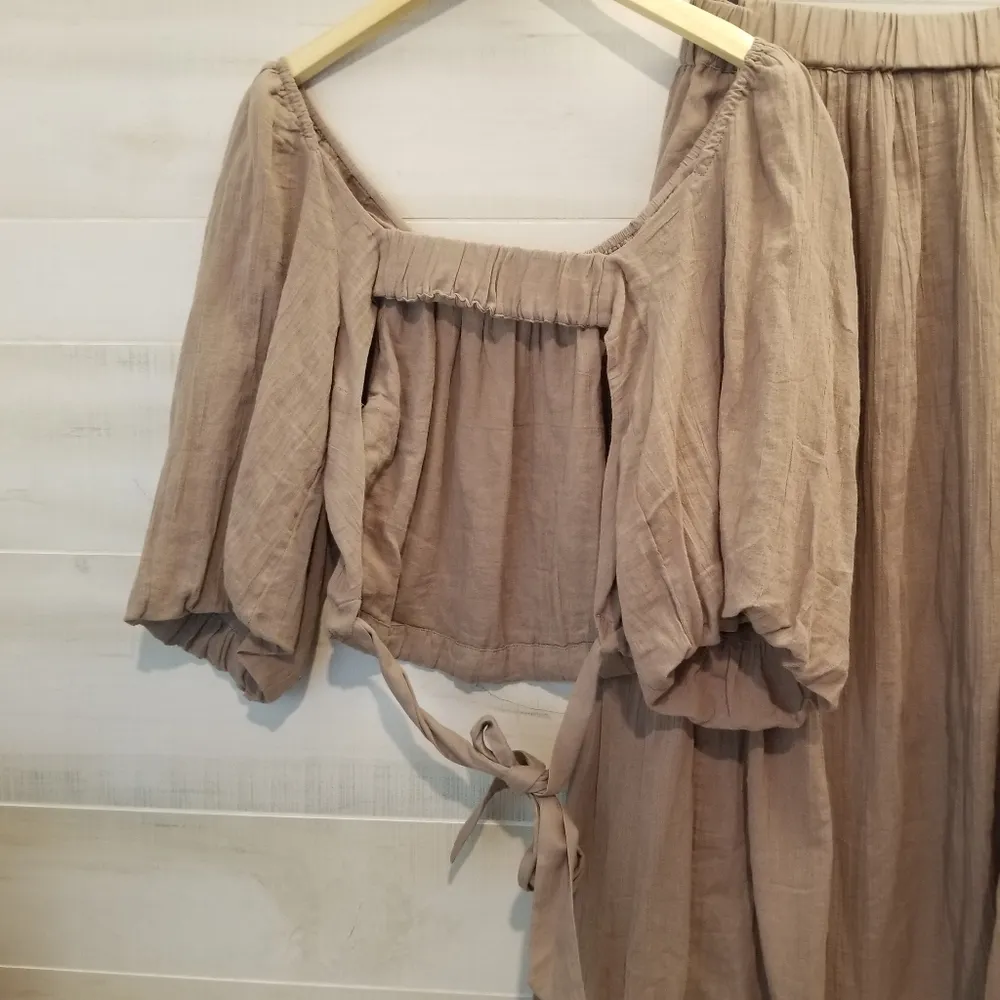 {XL} Free People Endless Summer Forever Mood Skirt Set Taupe - Image 5