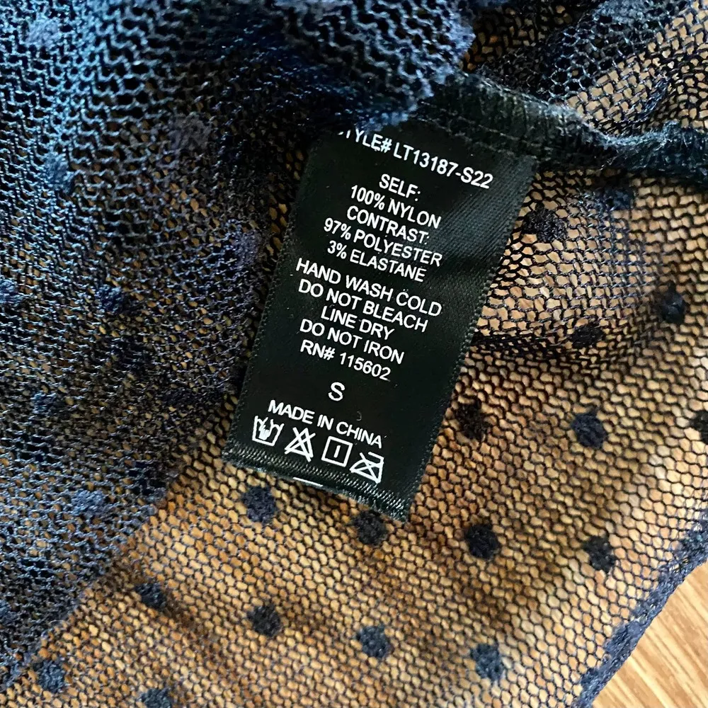 Lush Sheer Black Lace Whimsygoth Polka Dot T-Shirt Blouse Womens Small - Image 10