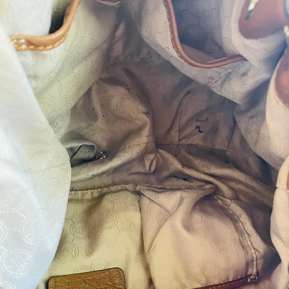 Michael Michael Kors brown leather chain shoulder bucket purse - Image 4