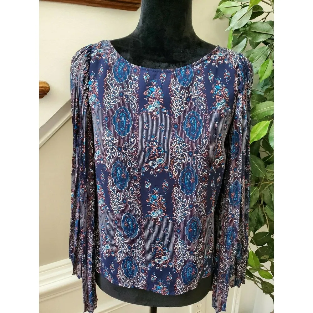 Fire los Angeles Women's Blue Polyester Round Neck Long Sleeve Casual Blouse M - Image 3