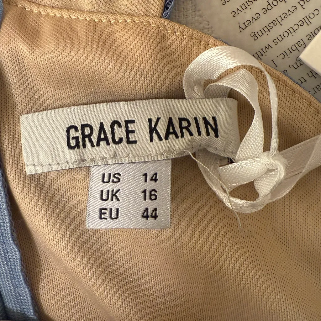 Grace Karin Elegant Blue Lace and Satin Dress - Image 8