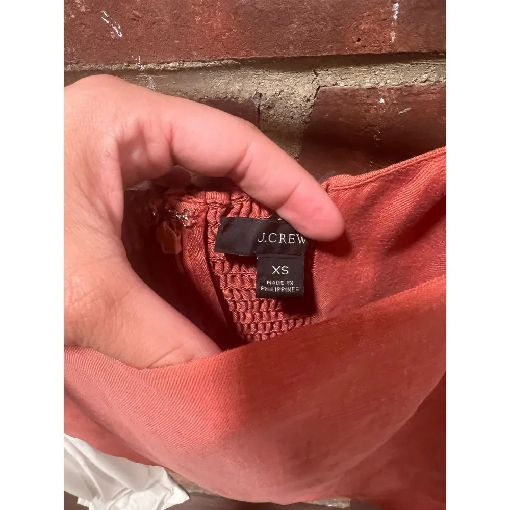 J.Crew Women’s Cottagecore Squared neck Cupro Linen cropped Top XS Red - Image 7