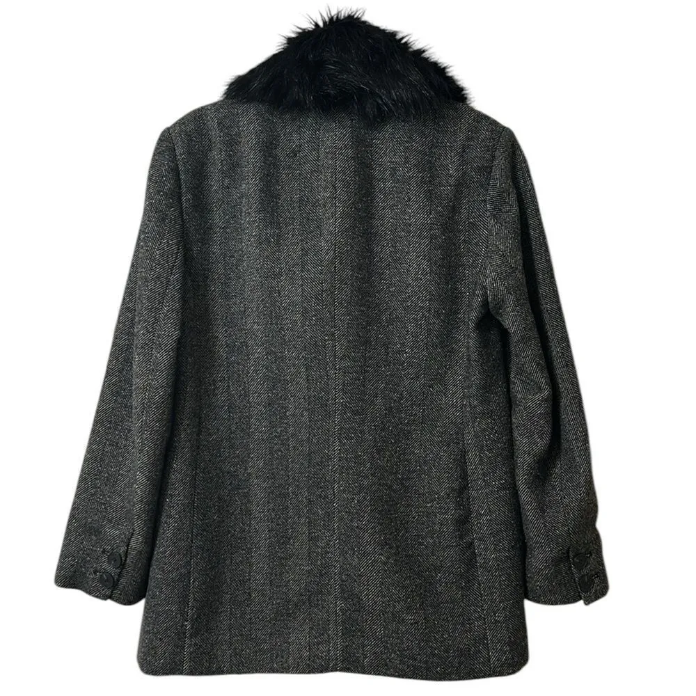 Zara Black/Gray Removable Faux Fur Collar Blazer/Jacket(Size Medium) - Image 3