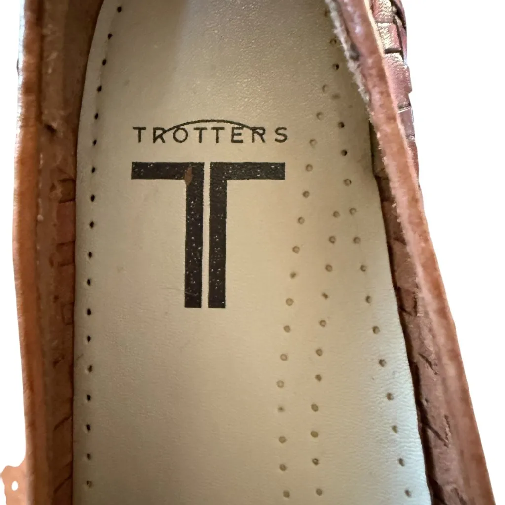Trotters Liz flat brown leather basket weave padded insole 0.6" heel size 7R - Image 9