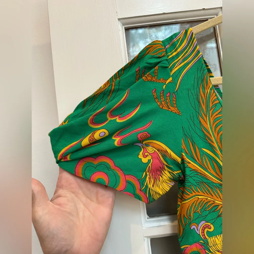 Trashy Diva by Candice Gwinn Green Phoenix & Dragons Maxi Dress Size XS NWT $265 - Image 9