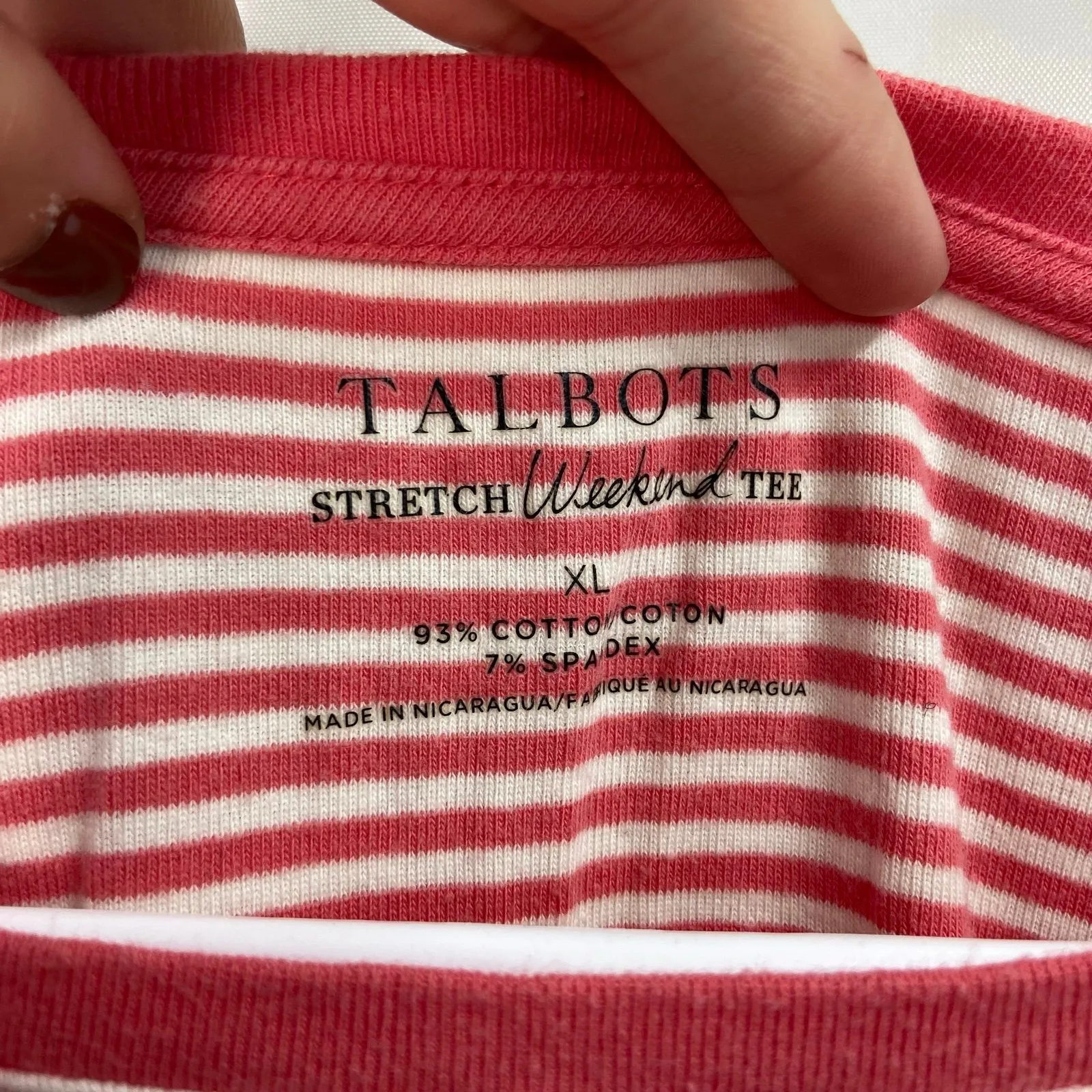 Talbots women's coral‎ stretch weekend tee striped button long sleeve shirt XL - Image 3
