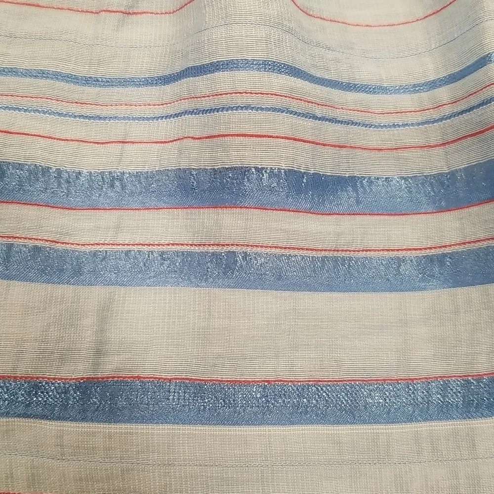 💕CURRENT AIR💕 Short Sleeve Ruffled Split Neck Blouse Blue Striped Medium M NWT - Image 5