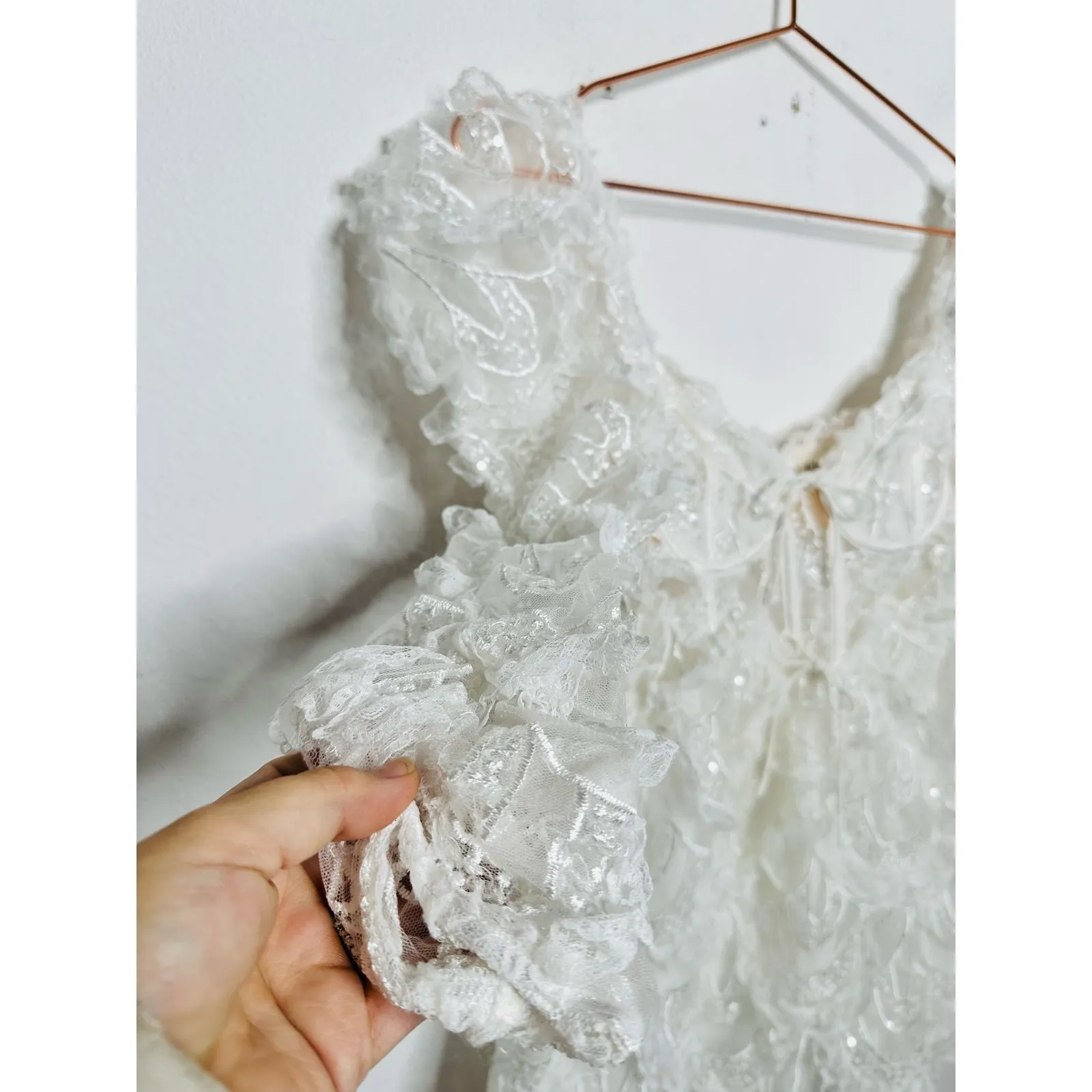 FOR LOVE & LEMONS White Bodice Taylor Lace Mini Dress Size Extra Small - Image 4