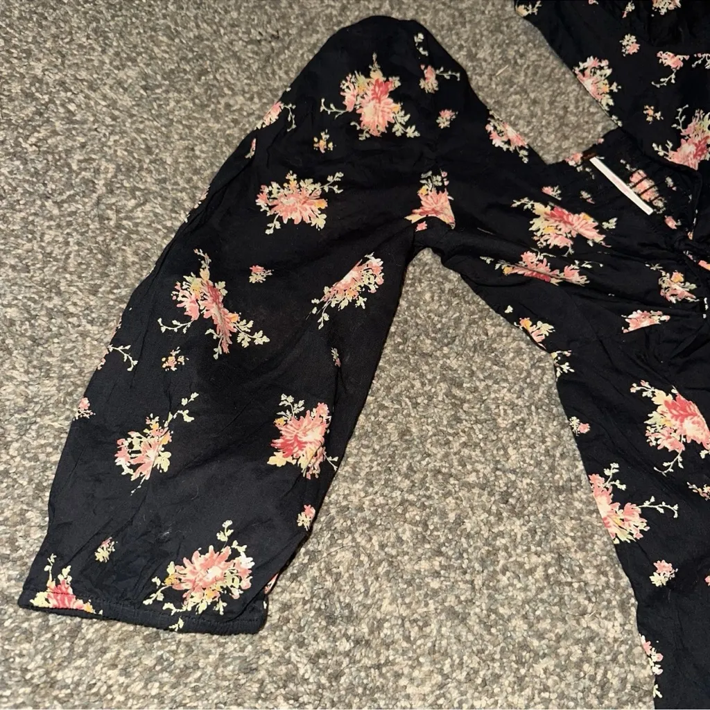 Free People • Sea Glass Midi Dress Black Floral Boho Hippie Sweetheart Size 0 - Image 10