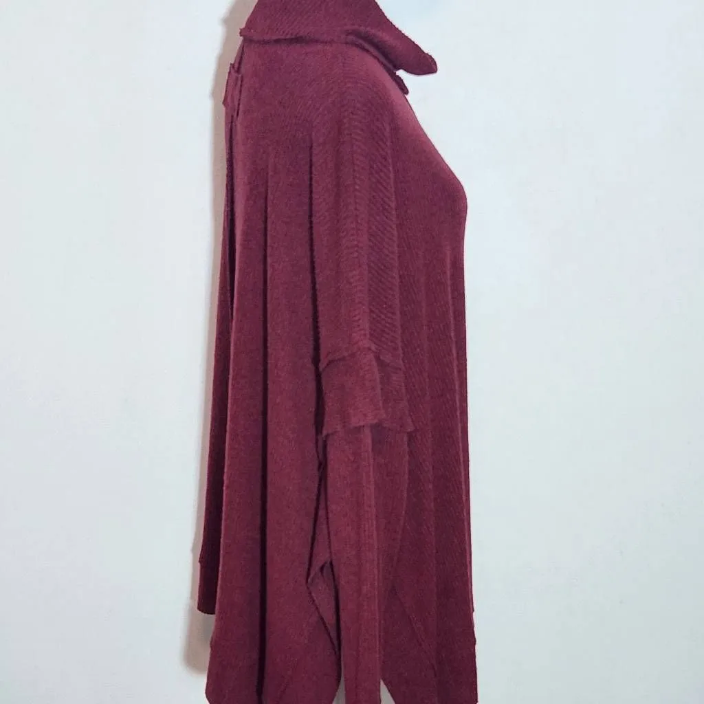 Jodifl Oxblood Ribbed Knit Pullover Size Large Oversized Burgundy Pullover - Image 4