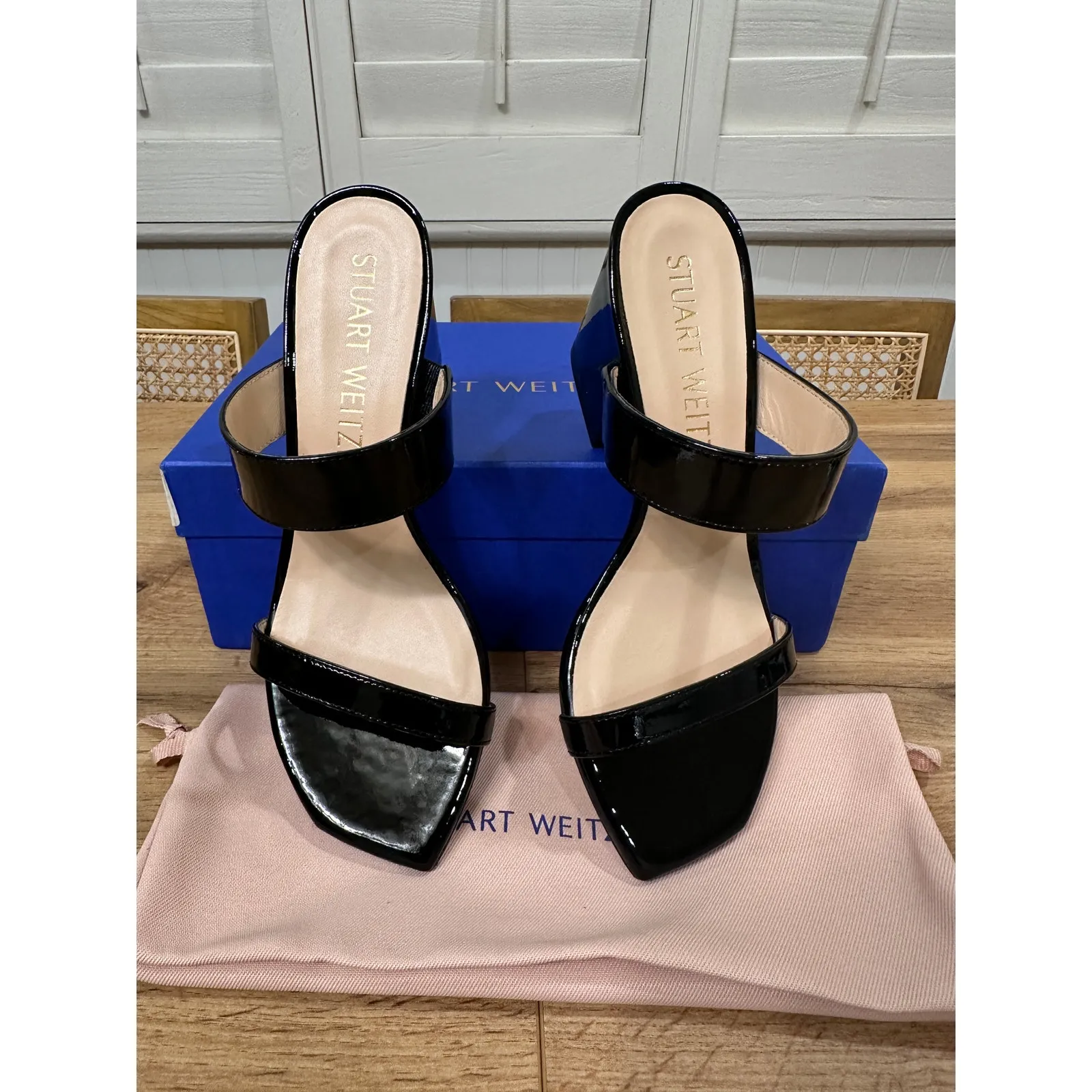 Stuart Weitzman Olive 75 Sandal Black Patent Leather Size 7 NIB Elegant Dressy - Image 5