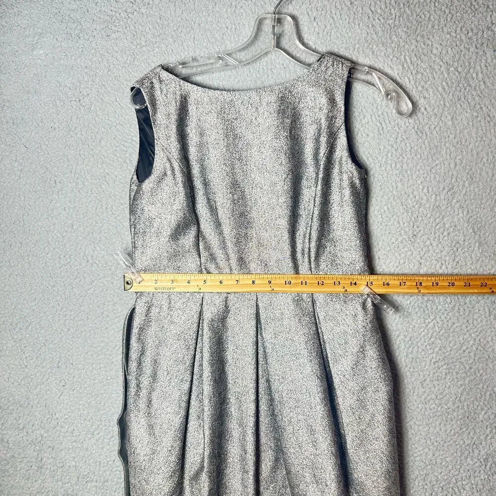 White House Black Market Dress Womens 6 Silver Metallic‎ Sleeveless Sheath Party - Image 7