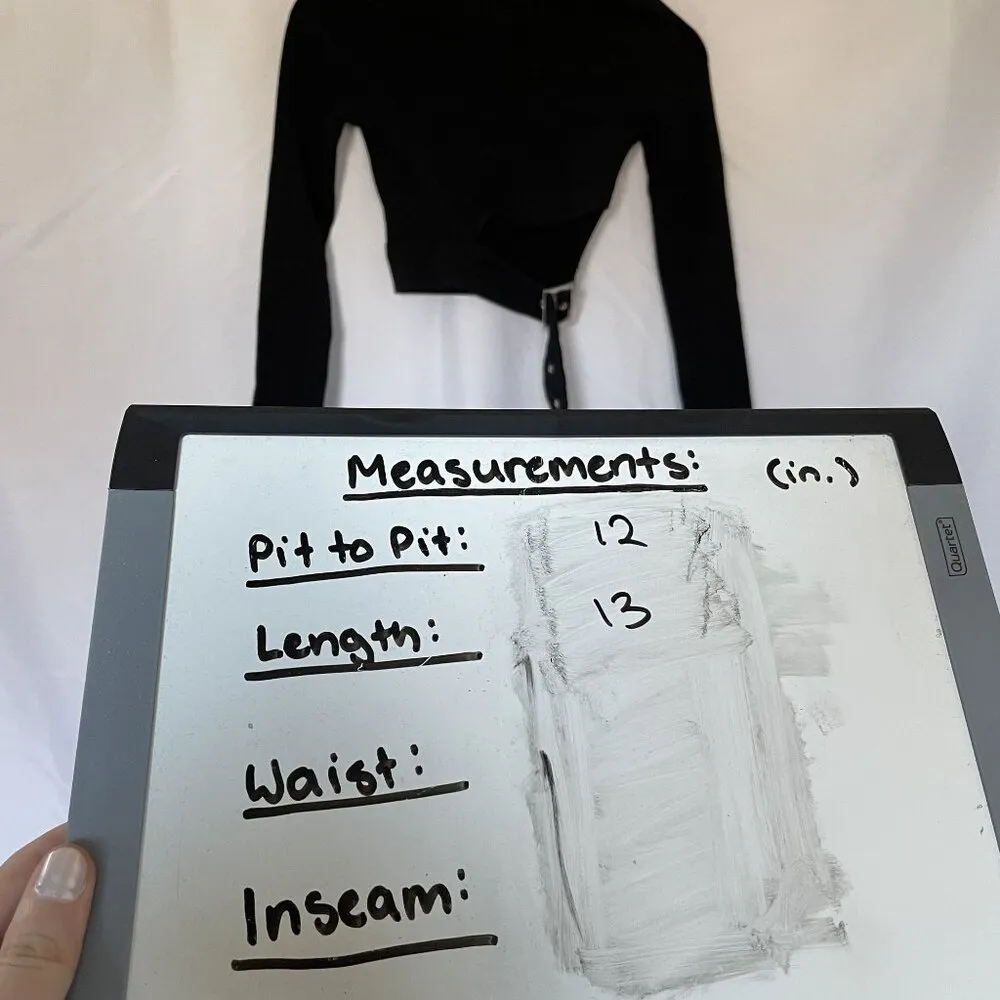 Urban Outfitters Black Long Sleeve Crop Top With Belted Detail goth boho - Image 5