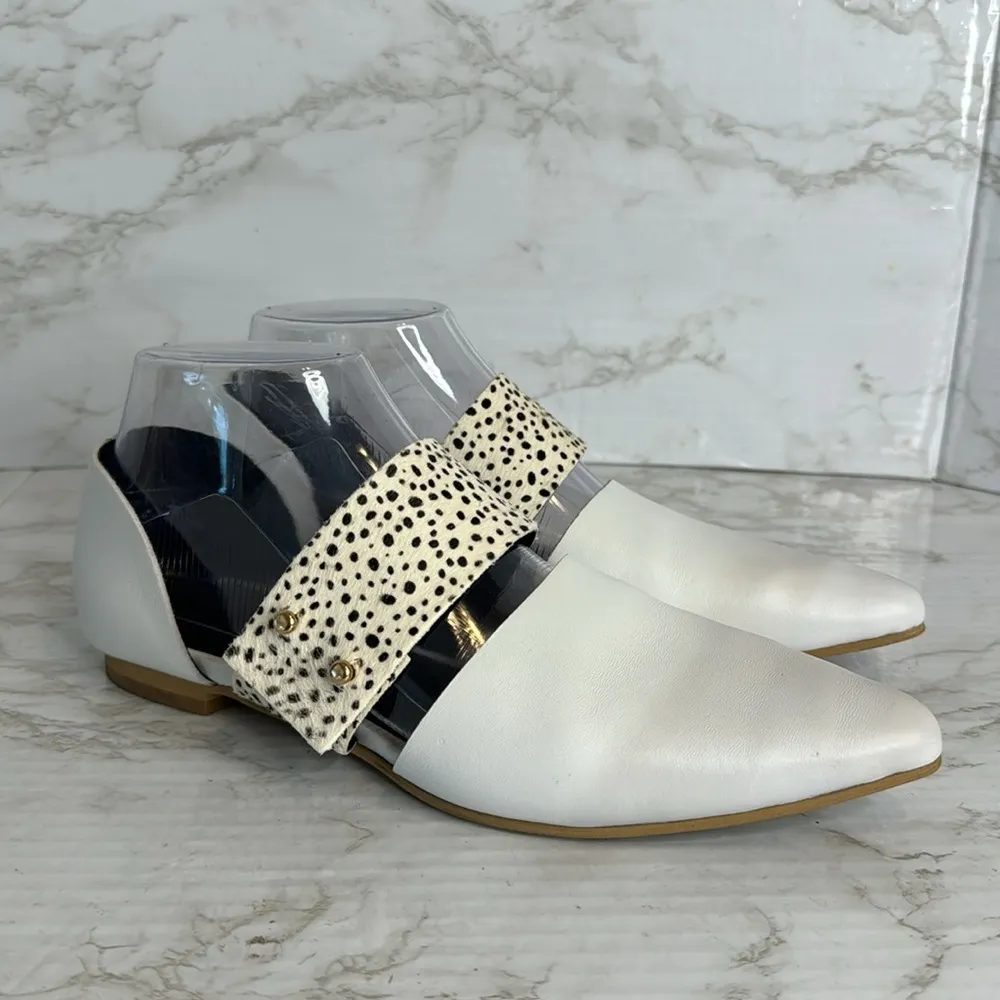 ALL BLACK Anthro Shoes Woman white Jungle Band D'Orsay Leather Pointed Flats 6 - Image 5