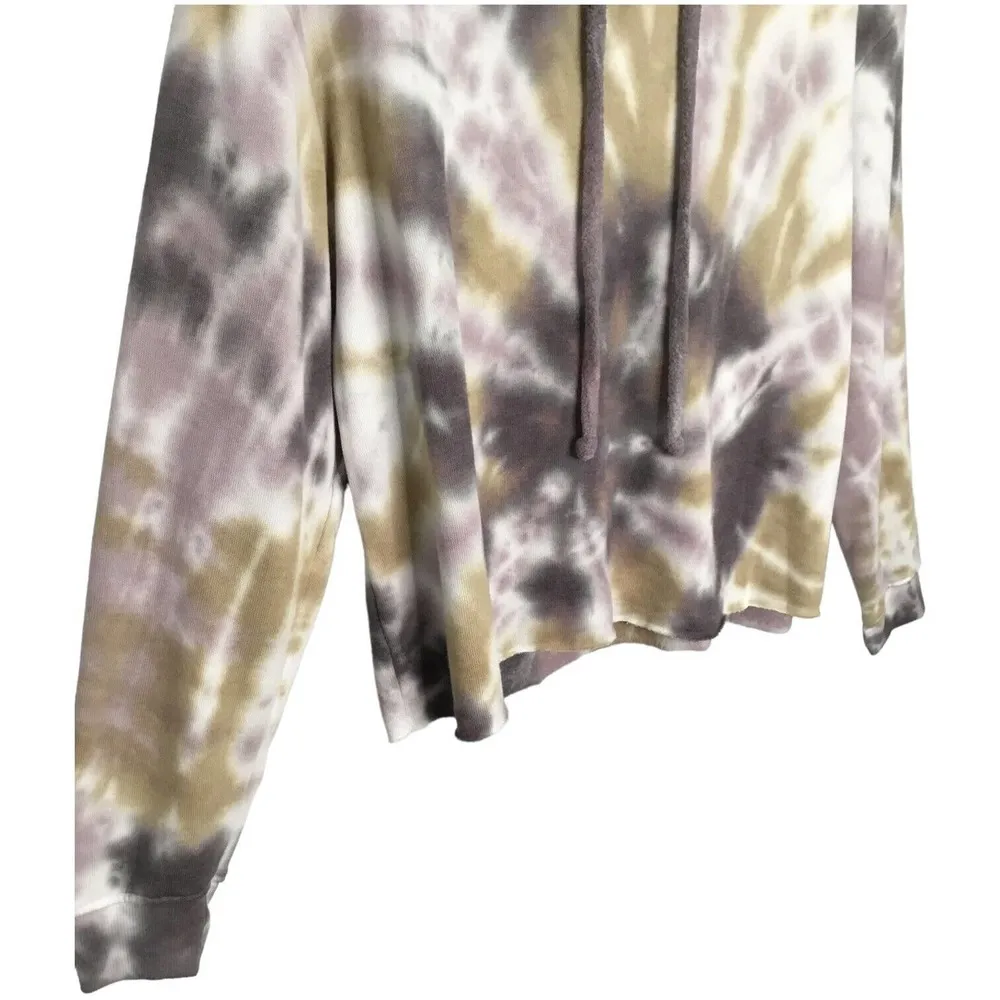 New Oli VIV Palmer Tie Dye Crop Sweatshirt Hoodie In Mauve Batik M Size M - Image 2