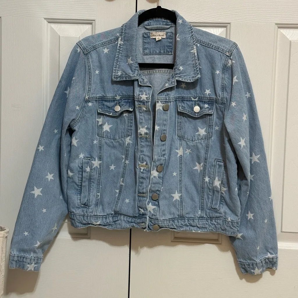 Hem & Thread  Kayla Star Denim Jacket Large - Image 4