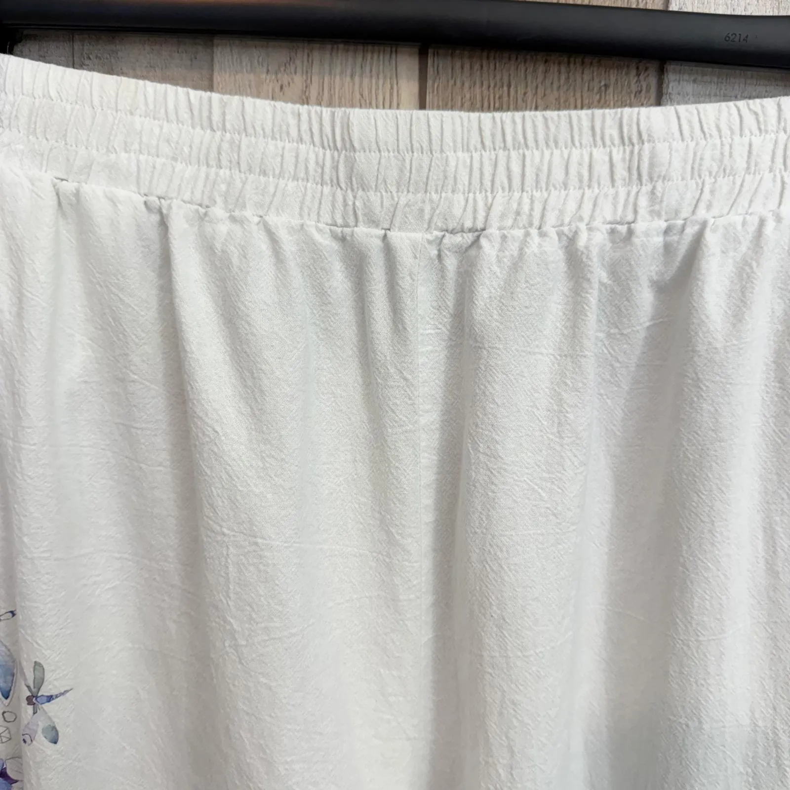 Noracora Women's 3XL White Casual Elastic Waist Pants Lightweight Beach Floral Size undefined - Image 8