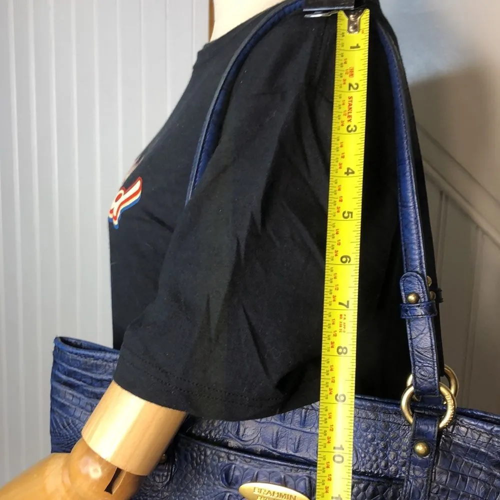 BRAHMIN Embossed Cobalt Blue Crocodile Leather Shoulder Bag MINT RARE - Image 9