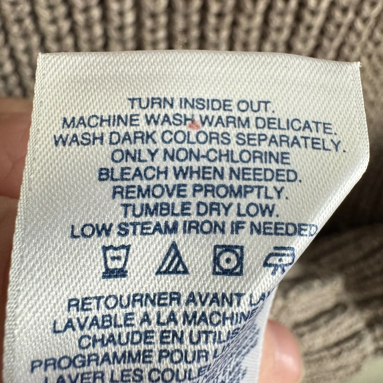 Lands End Tan Merino Wool Cowl Neck Chunky Sweater Scandi Minimal Neutral Medium - Image 6