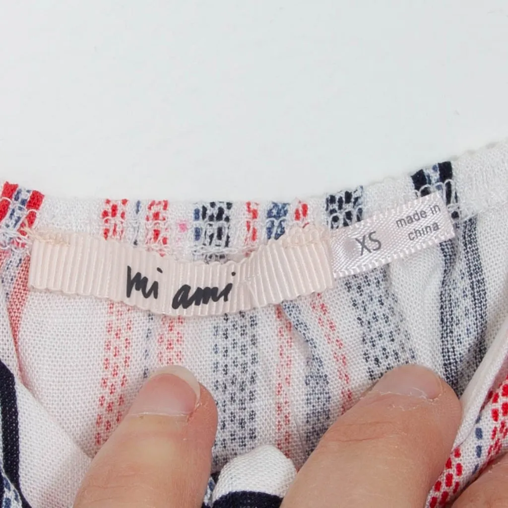 Mi Ami Striped Knotted Peplum Ruffle Cami Tank Top Womens‎ Size XS NWT Red - Image 3