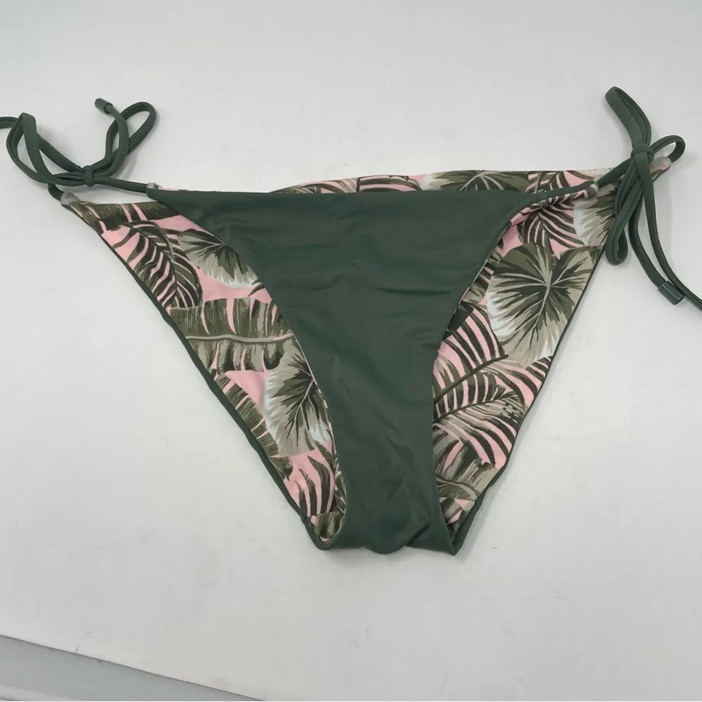 Lands’ End Pink and Green Palm Tree Print Reversible Bikini Swim Suit Medium - Image 9