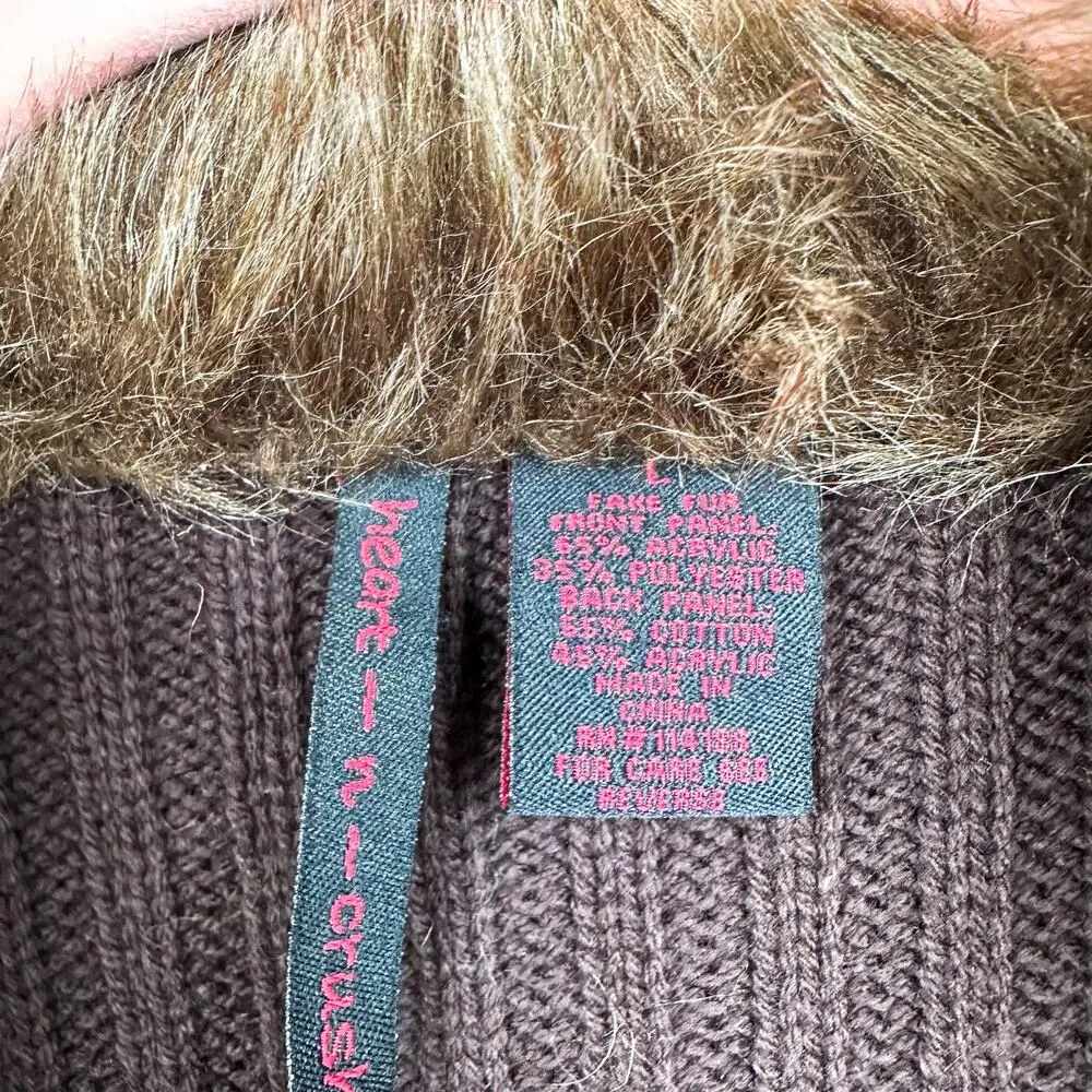 Y2K Faux Fur Sweater Vest Brown Bratz Style Vest Size L - Image 4