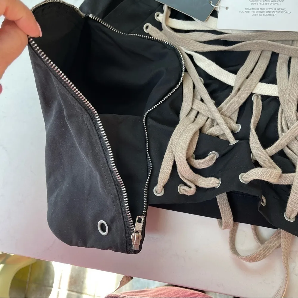 Two TWIN STYLE LACED TIED ROPE MINI SKIRT Grunge Goth Whimsigoth style Sz XL Black - Image 13