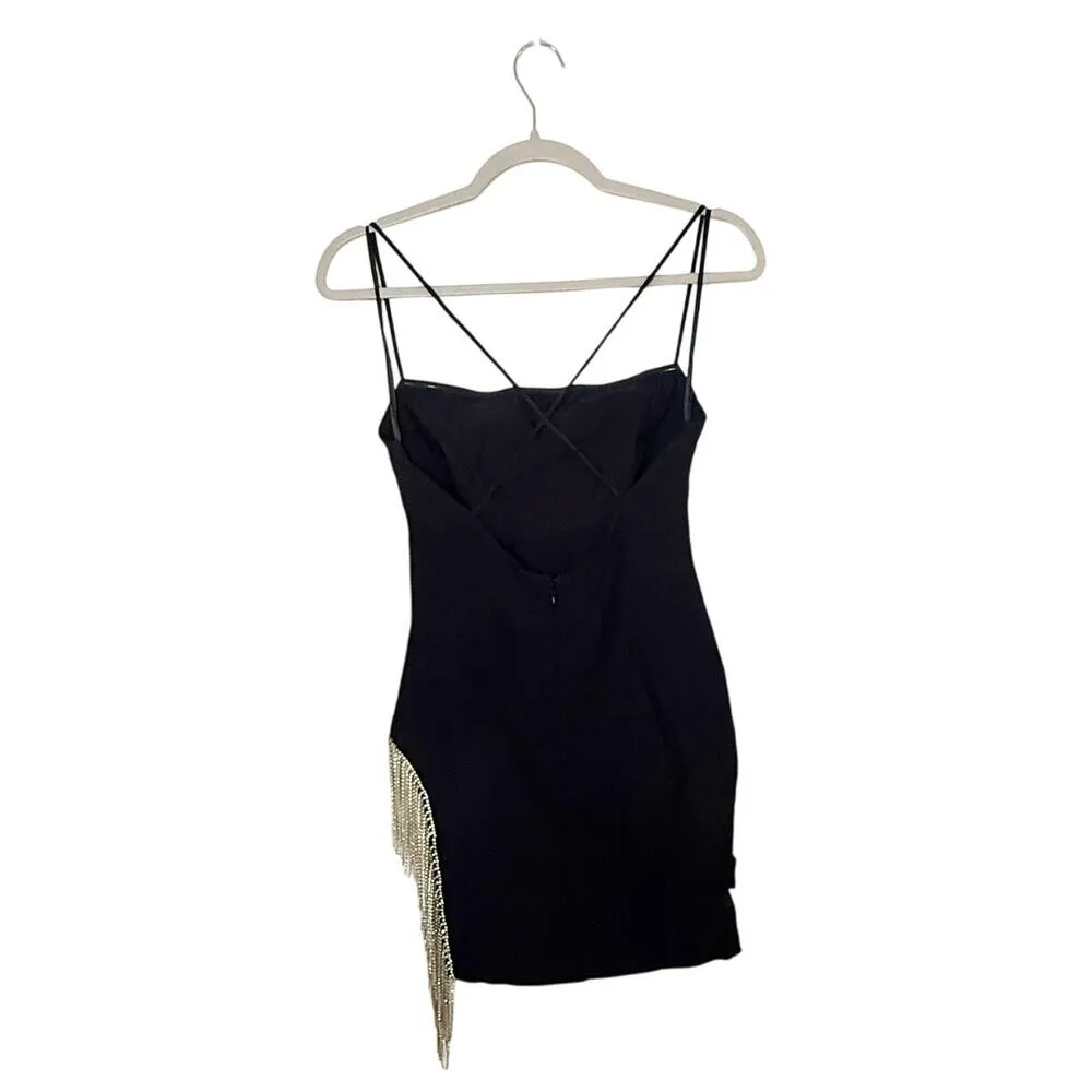 White Fox Come Back Mini Dress Rhinestone Cocktail Black Size Small - Image 4