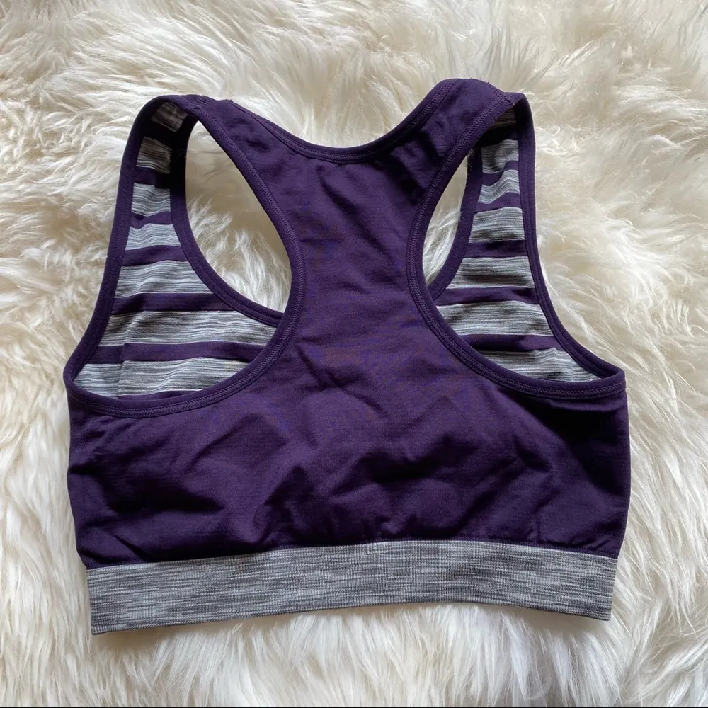 Lily of a France Purple and Grey Striped Sports Bra - Image 4