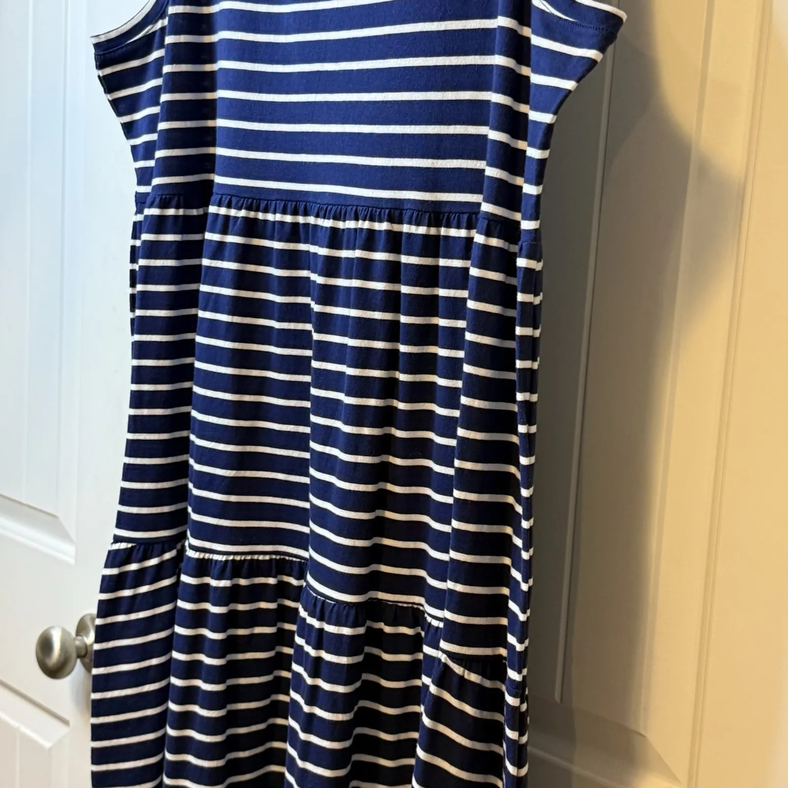 J Crew Factory Women's Sleeveless Dress Knit Tiered Navy/White Striped Size XL # - Image 5