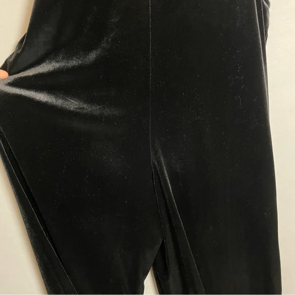 Slouchy Velour Overalls Women Stretch Velvet Black Jumpsuit Oversize XS Wide Leg - Image 9
